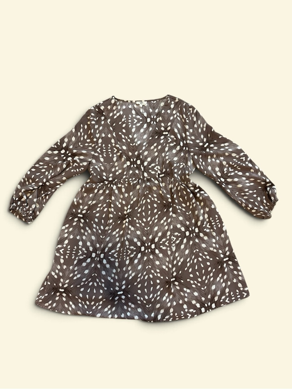 Entro Geometric Mini Dress in Brown & White Size Large